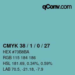 カラーコード: CMYK 38 / 1 / 0 / 27 | qconv.com