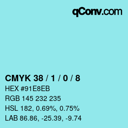 颜色代码: CMYK 38 / 1 / 0 / 8 | qconv.com