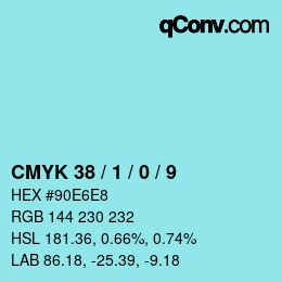 カラーコード: CMYK 38 / 1 / 0 / 9 | qconv.com