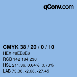 颜色代码: CMYK 38 / 20 / 0 / 10 | qconv.com