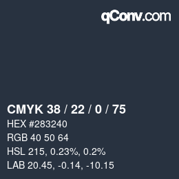Color code: CMYK 38 / 22 / 0 / 75 | qconv.com