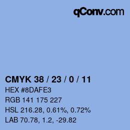 Color code: CMYK 38 / 23 / 0 / 11 | qconv.com