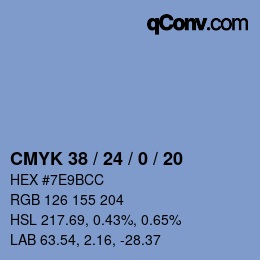 カラーコード: CMYK 38 / 24 / 0 / 20 | qconv.com