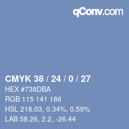 颜色代码: CMYK 38 / 24 / 0 / 27 | qconv.com