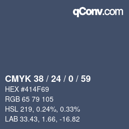 Color code: CMYK 38 / 24 / 0 / 59 | qconv.com