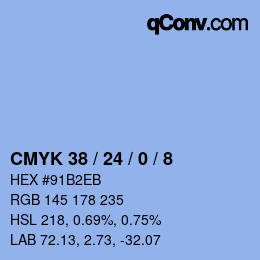 カラーコード: CMYK 38 / 24 / 0 / 8 | qconv.com