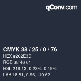 Color code: CMYK 38 / 25 / 0 / 76 | qconv.com