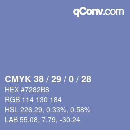 Color code: CMYK 38 / 29 / 0 / 28 | qconv.com