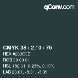 Color code: CMYK 38 / 2 / 0 / 76 | qconv.com