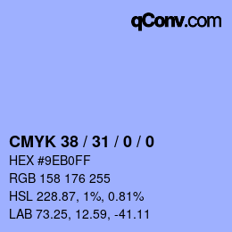 カラーコード: CMYK 38 / 31 / 0 / 0 | qconv.com