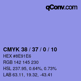 カラーコード: CMYK 38 / 37 / 0 / 10 | qconv.com