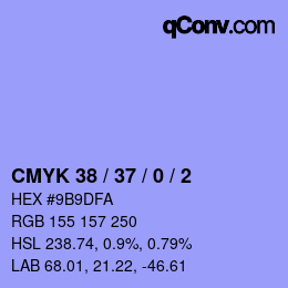 カラーコード: CMYK 38 / 37 / 0 / 2 | qconv.com