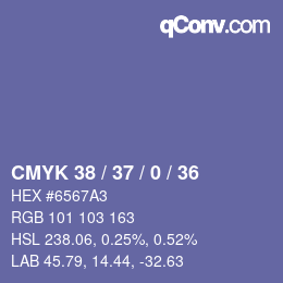 颜色代码: CMYK 38 / 37 / 0 / 36 | qconv.com