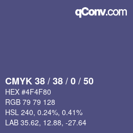 カラーコード: CMYK 38 / 38 / 0 / 50 | qconv.com