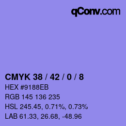 カラーコード: CMYK 38 / 42 / 0 / 8 | qconv.com