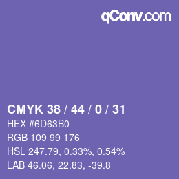 Color code: CMYK 38 / 44 / 0 / 31 | qconv.com