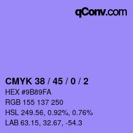 颜色代码: CMYK 38 / 45 / 0 / 2 | qconv.com