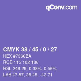 Color code: CMYK 38 / 45 / 0 / 27 | qconv.com