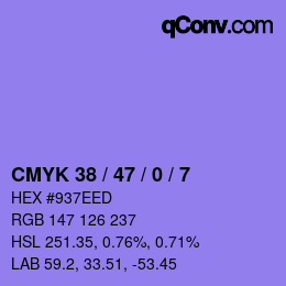 颜色代码: CMYK 38 / 47 / 0 / 7 | qconv.com