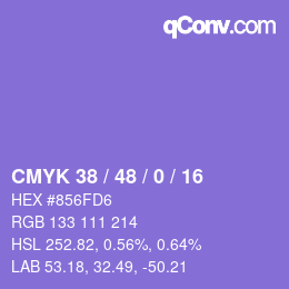 颜色代码: CMYK 38 / 48 / 0 / 16 | qconv.com