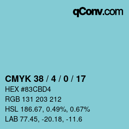カラーコード: CMYK 38 / 4 / 0 / 17 | qconv.com