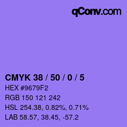 Farbcode: CMYK 38 / 50 / 0 / 5 | qconv.com