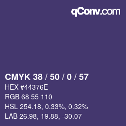 Color code: CMYK 38 / 50 / 0 / 57 | qconv.com