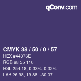 Color code: CMYK 38 / 50 / 0 / 57 | qconv.com