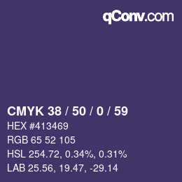 Farbcode: CMYK 38 / 50 / 0 / 59 | qconv.com