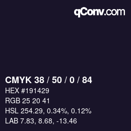Farbcode: CMYK 38 / 50 / 0 / 84 | qconv.com