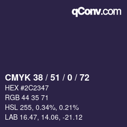 Farbcode: CMYK 38 / 51 / 0 / 72 | qconv.com