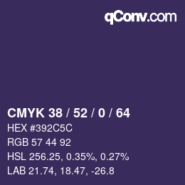 Color code: CMYK 38 / 52 / 0 / 64 | qconv.com