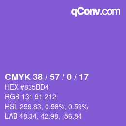 カラーコード: CMYK 38 / 57 / 0 / 17 | qconv.com