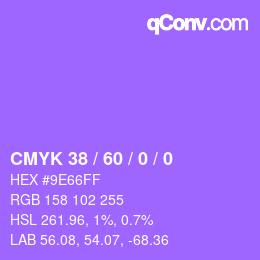 颜色代码: CMYK 38 / 60 / 0 / 0 | qconv.com