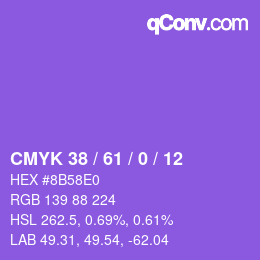 Color code: CMYK 38 / 61 / 0 / 12 | qconv.com