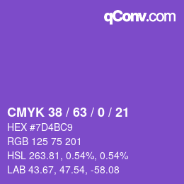 Color code: CMYK 38 / 63 / 0 / 21 | qconv.com