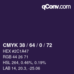 Color code: CMYK 38 / 64 / 0 / 72 | qconv.com