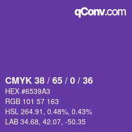 Color code: CMYK 38 / 65 / 0 / 36 | qconv.com