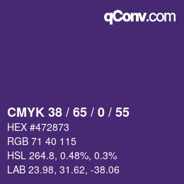 Color code: CMYK 38 / 65 / 0 / 55 | qconv.com