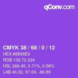 颜色代码: CMYK 38 / 68 / 0 / 12 | qconv.com