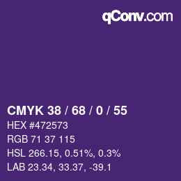 颜色代码: CMYK 38 / 68 / 0 / 55 | qconv.com