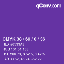 Color code: CMYK 38 / 69 / 0 / 36 | qconv.com