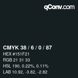 カラーコード: CMYK 38 / 6 / 0 / 87 | qconv.com