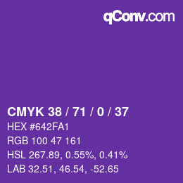 Color code: CMYK 38 / 71 / 0 / 37 | qconv.com