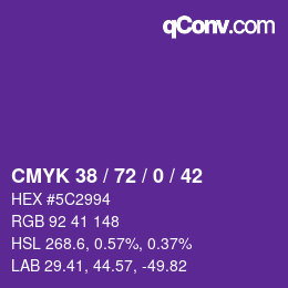 カラーコード: CMYK 38 / 72 / 0 / 42 | qconv.com