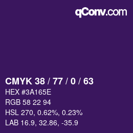 Farbcode: CMYK 38 / 77 / 0 / 63 | qconv.com