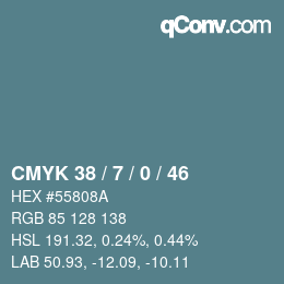 颜色代码: CMYK 38 / 7 / 0 / 46 | qconv.com