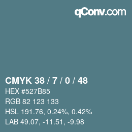 カラーコード: CMYK 38 / 7 / 0 / 48 | qconv.com