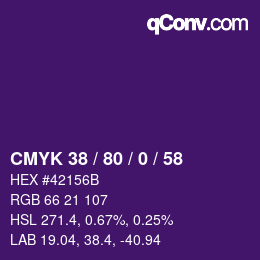 Farbcode: CMYK 38 / 80 / 0 / 58 | qconv.com