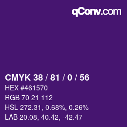 Farbcode: CMYK 38 / 81 / 0 / 56 | qconv.com